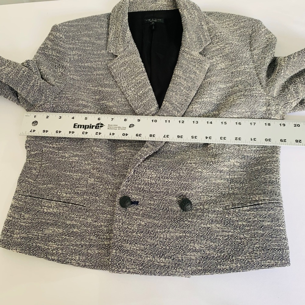 Rag‎ & Bone Blazer Women 12 Navy White Cropped Tweed Double Breasted Office Chic - Picture 9 of 14